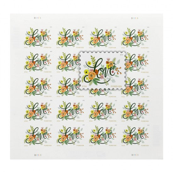 2018 Love Flourishes Forever Postage Stamps - ( Weddings Invitations ) 5 Sheets of 20 ( 100 Total Stamps )
