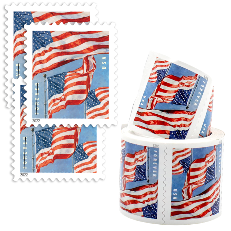 100 - 2022 Forever Stamps US Flag First Class Coil - 100 PCS/Roll
