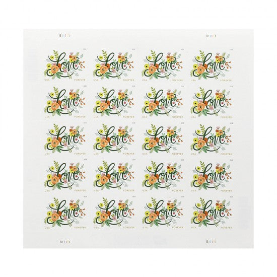 2018 Love Flourishes Forever Postage Stamps - ( Weddings Invitations ) 5 Sheets of 20 ( 100 Total Stamps )