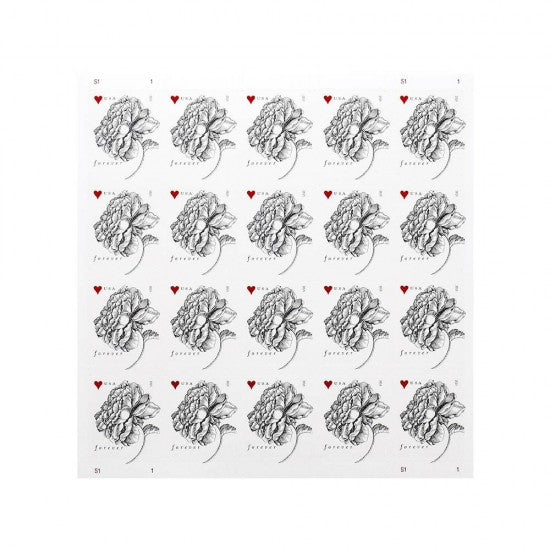 2015 Vintage Rose Wedding Forever Postage Stamps - 5 Sheets of 20 ( 100 Total Stamps )