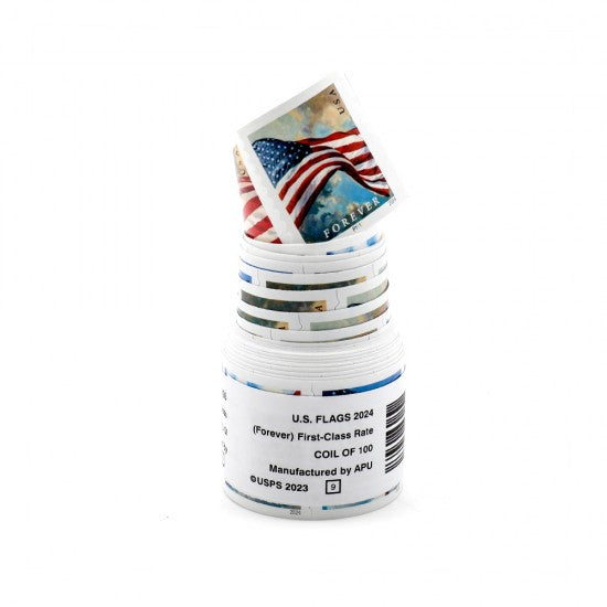 50 - 2024 Forever Stamps US Flag First Class Coil - 100 PCS/Roll (