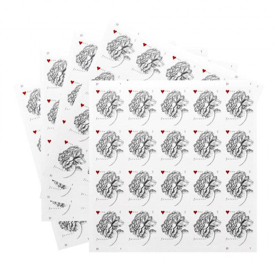 2015 Vintage Rose Wedding Forever Postage Stamps - 5 Sheets of 20 ( 100 Total Stamps )