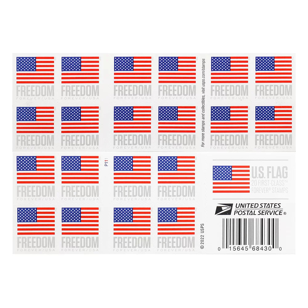 2023 US Flags Forever First Class Stamp - 5 Books of 20 ( 100 Total Stamps )