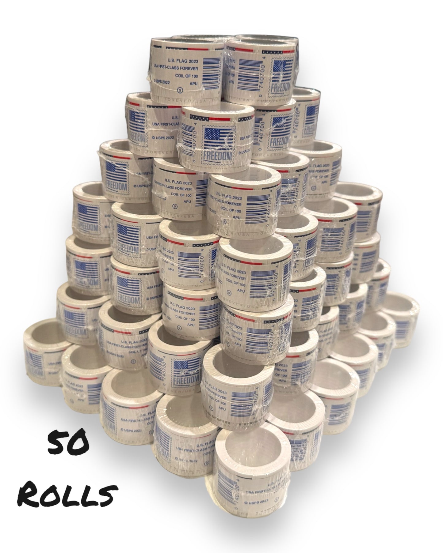 50- 2023 Forever Stamps US Flag First Class Coil - 100 PCS/Roll
