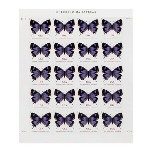 Non-Machinable Colorado Hairstreak 2 Ounce Forever Postage Stamps 5 Sheets of 20 ( 100 Total Stamps )