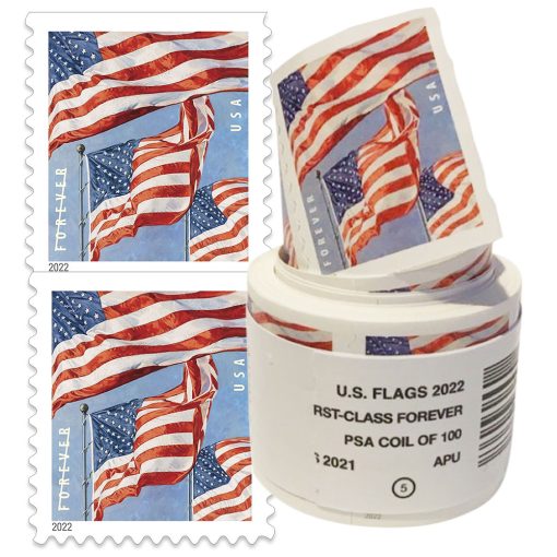 2022 Forever Stamps US Flag First Class Postage Stamps Coil of 100 PCS/Roll