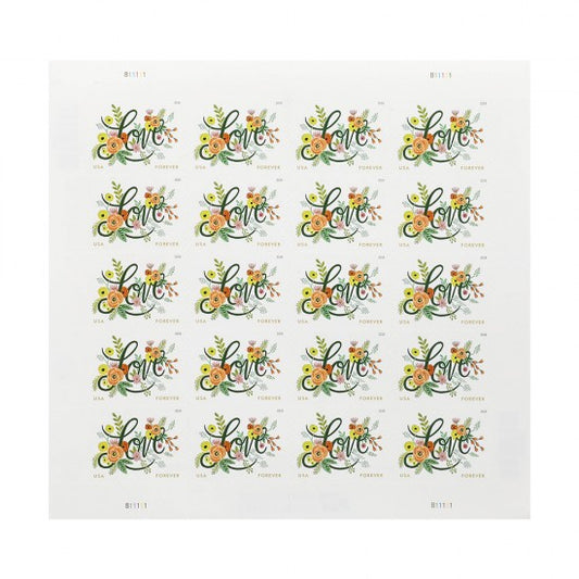 2018 Love Flourishes Forever Postage Stamps - ( Weddings Invitations ) 5 Sheets of 20 ( 100 Total Stamps )