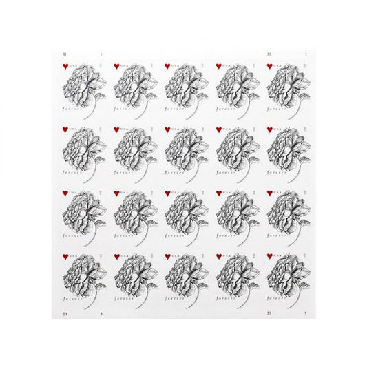2015 Vintage Rose Wedding Forever Postage Stamps -  5 Sheets of 20 ( 100 Total Stamps )
