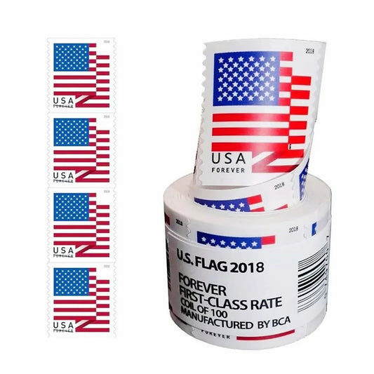 2018 Forever Stamps US Flag First Class Postage Stamps Coil of 100 PCS/Roll