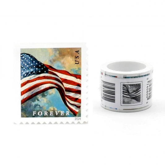 2024 Forever Stamps US Flag First Class Postage Stamps Coil of 100 PCS/Roll