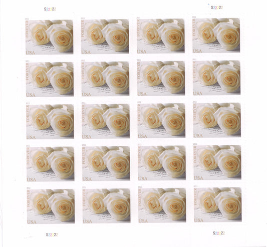 2011 Wedding Roses Forever Postage Stamps - 5 Sheets of 20 ( 100 Total Stamps )
