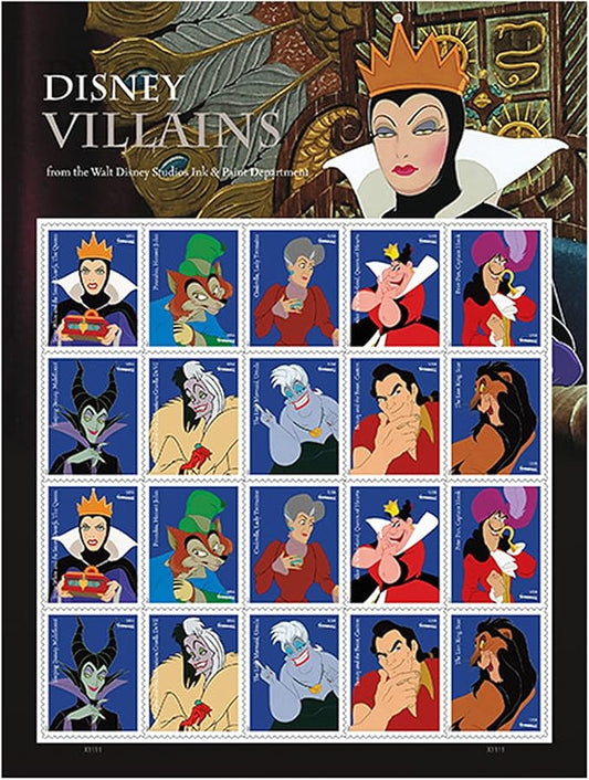2017 Disney Villains Forever Stamps First Class 5 Books of 20 ( 100 Total Stamps )